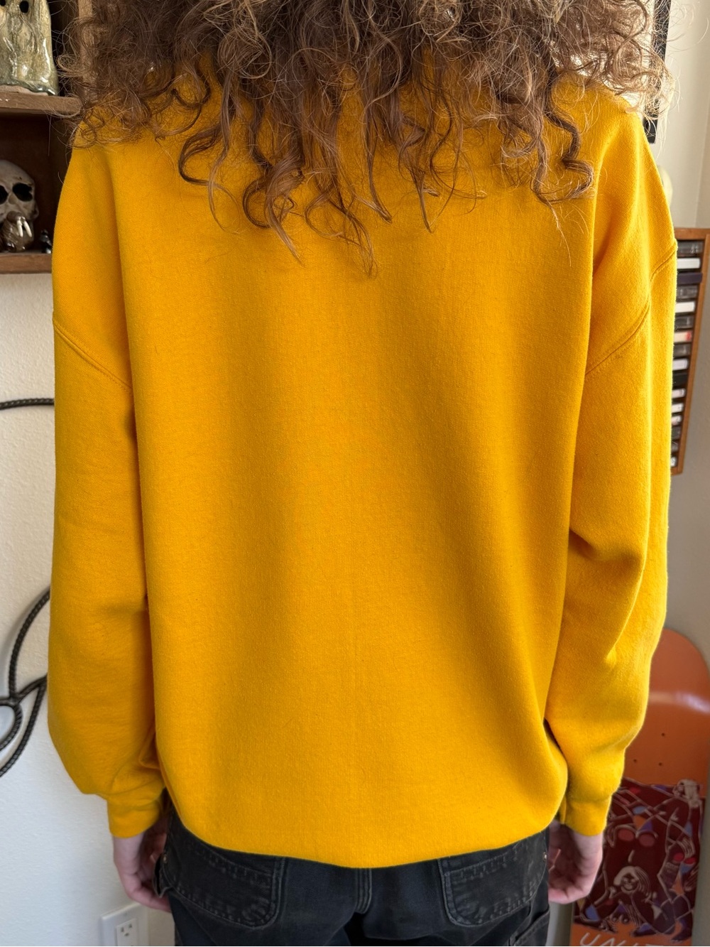 💀 SOLD 💀 Cats Are My Friends Yellow Rainbow Graphic Crewneck Sweatshirt ~ Size L - Picture 5 of 8